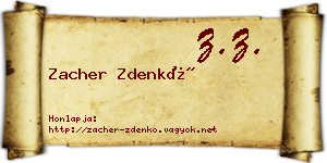 Zacher Zdenkó névjegykártya